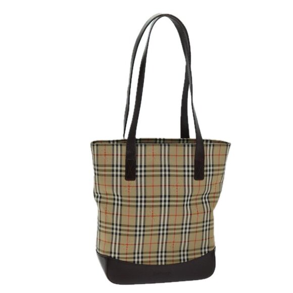 Burberrys Nova Check Tote Bag Canvas Beige Auth - Picture 1 of 16